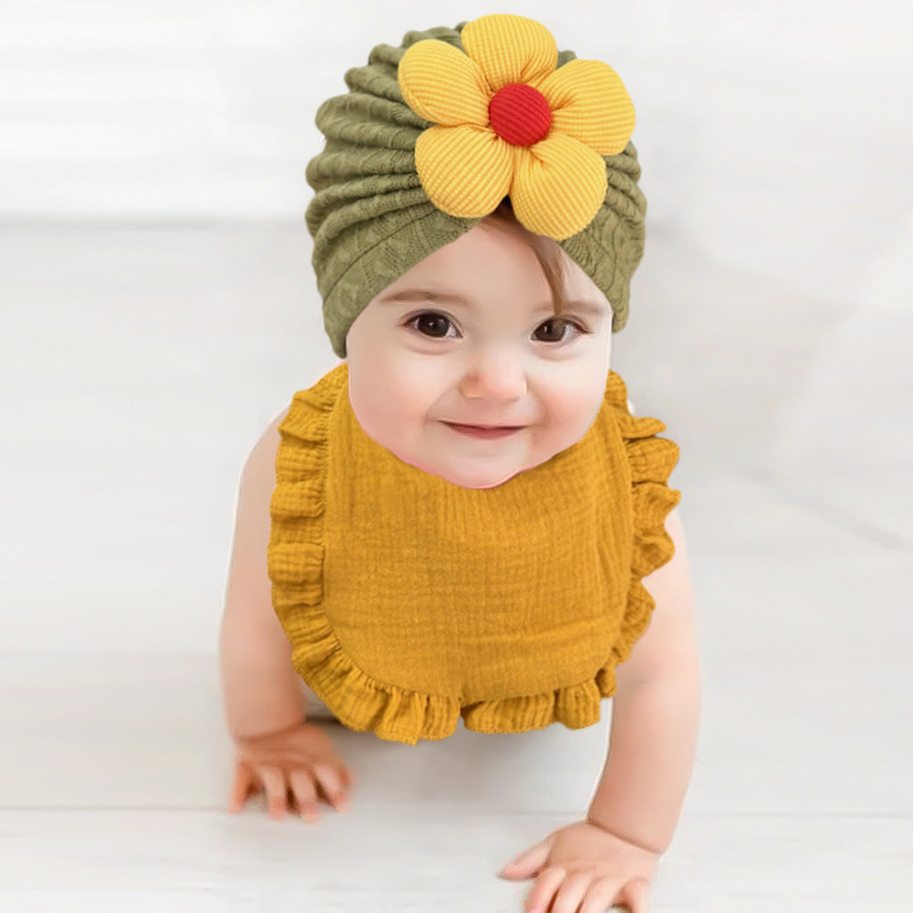 Newborn Baby Hat And Muslin Bib Set
