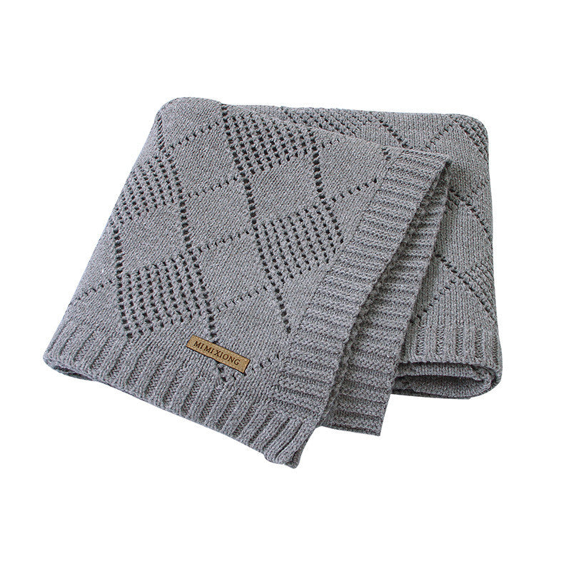 Hot Sale Baby Solid Color Knitted Blanket
