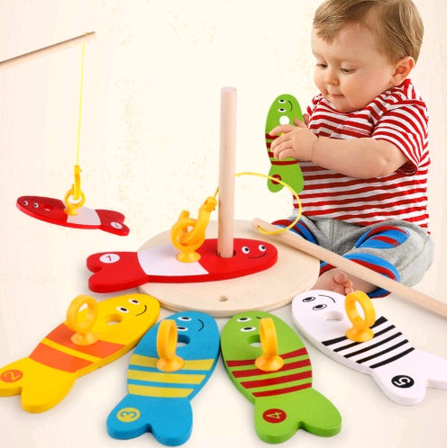 Wooden Educational Fishing Water Ring Toy For Children