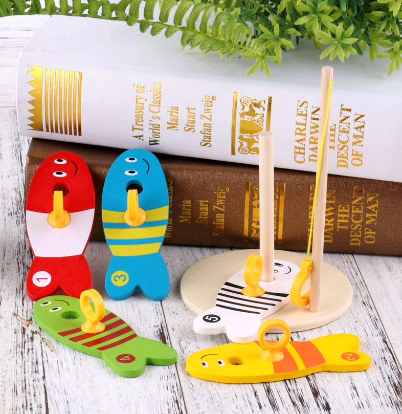 Wooden Educational Fishing Water Ring Toy For Children