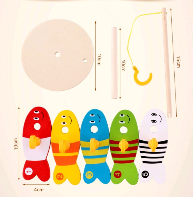 Wooden Educational Fishing Water Ring Toy For Children