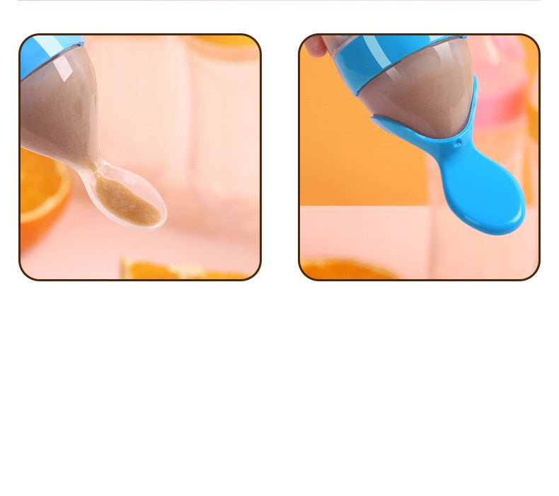 Baby Silicone Rice Paste Feeding Spoon Bottle