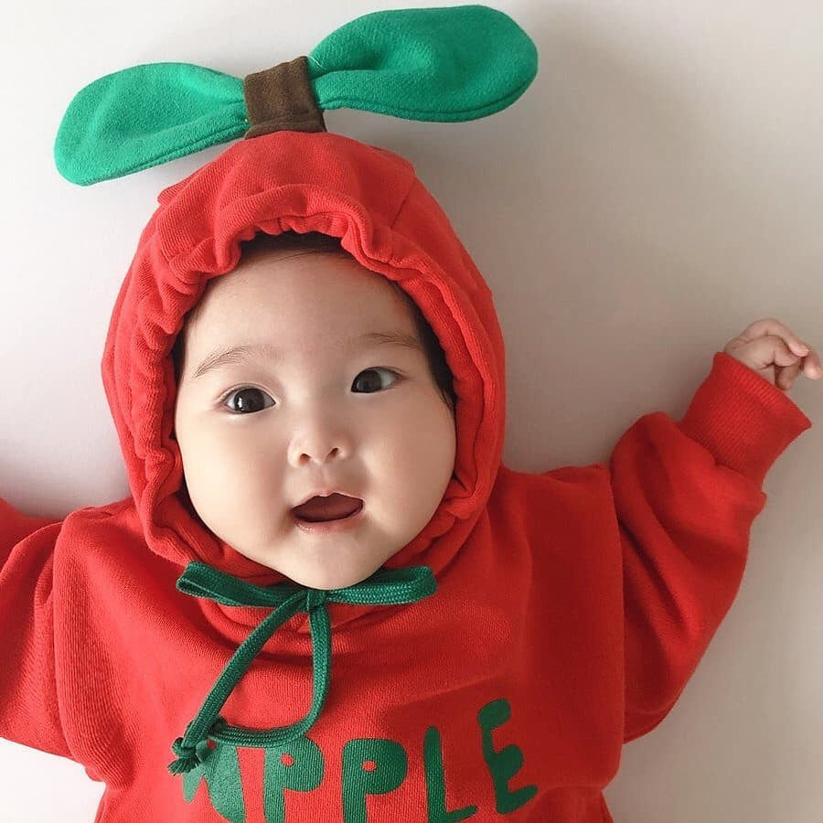Velvet Thickened Hooded Baby Bag Fart Clothes Baby Fruit Romper Jumpsuit