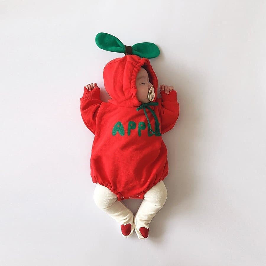 Velvet Thickened Hooded Baby Bag Fart Clothes Baby Fruit Romper Jumpsuit
