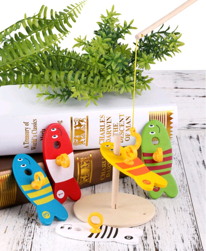 Wooden Educational Fishing Water Ring Toy For Children