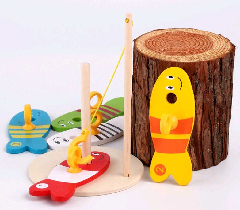 Wooden Educational Fishing Water Ring Toy For Children