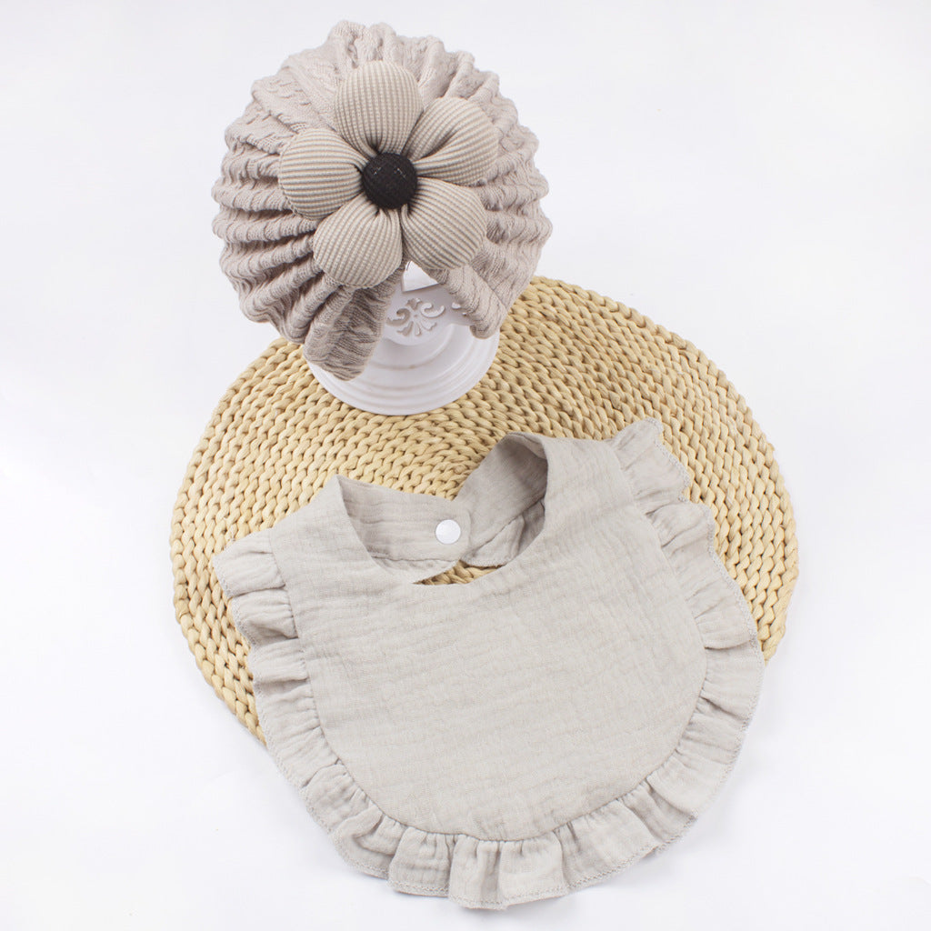 Newborn Baby Hat And Muslin Bib Set