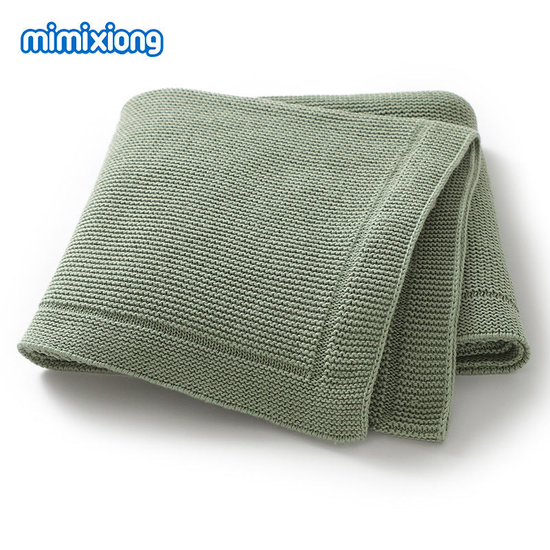 Solid-color Knitted Baby Swaddle Blanket For Strollers