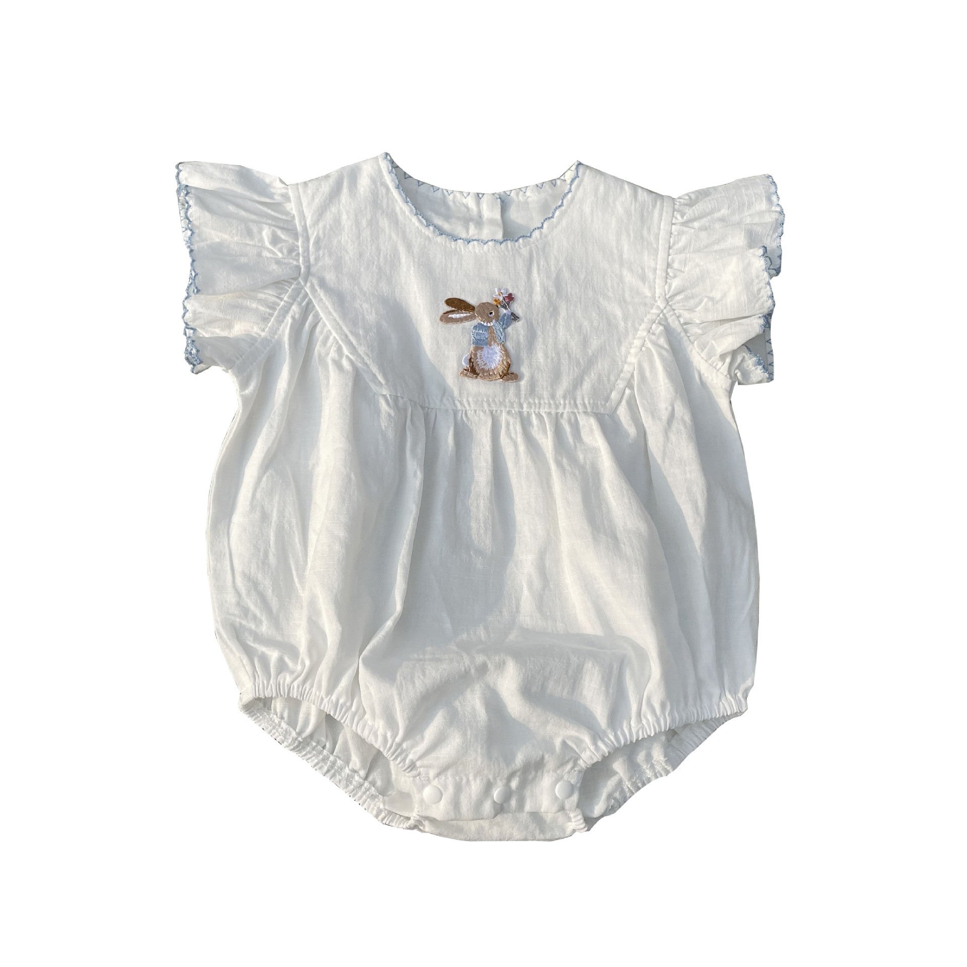 Baby Girl Summer Bunny Embroidery Romper