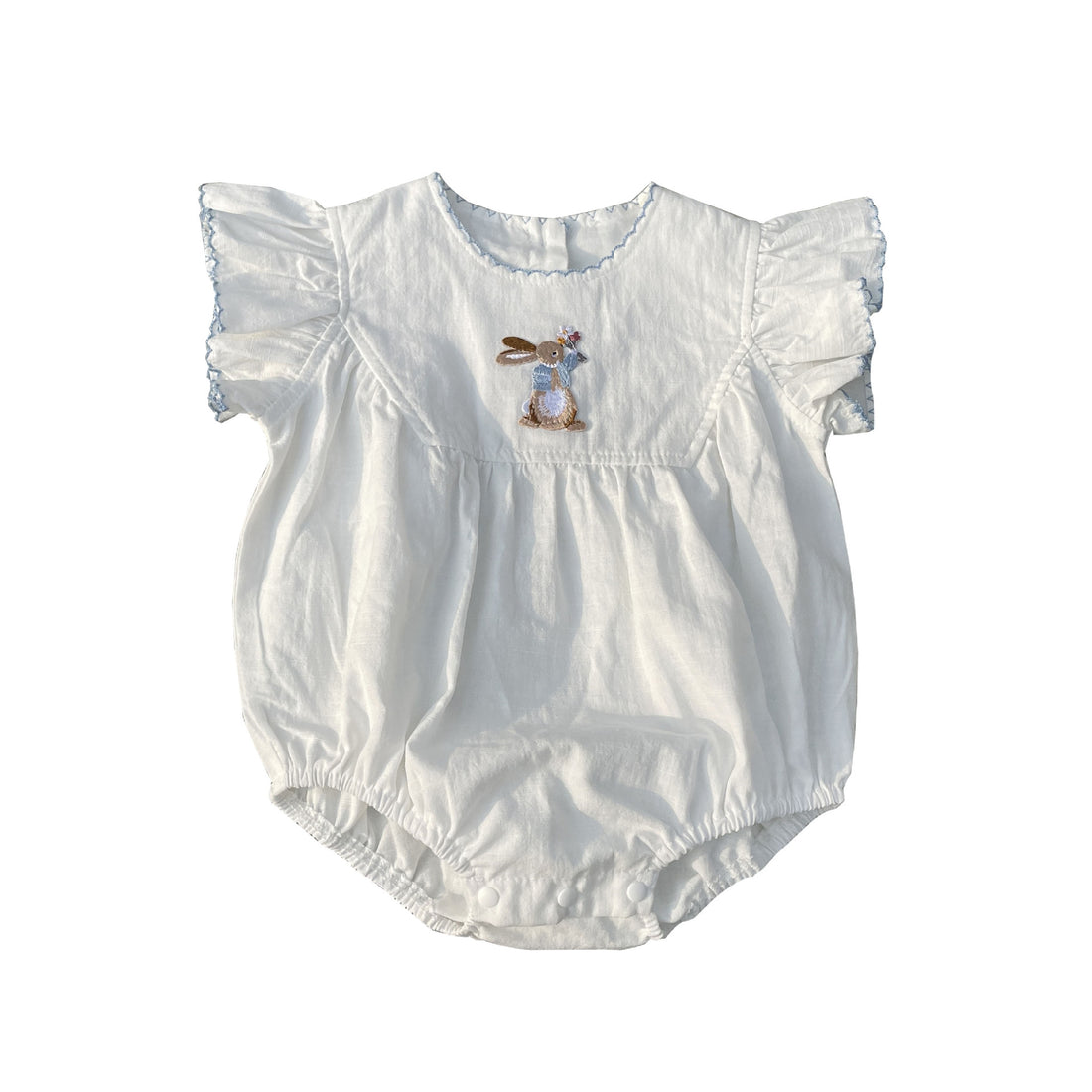 Baby Girl Summer Bunny Embroidery Romper