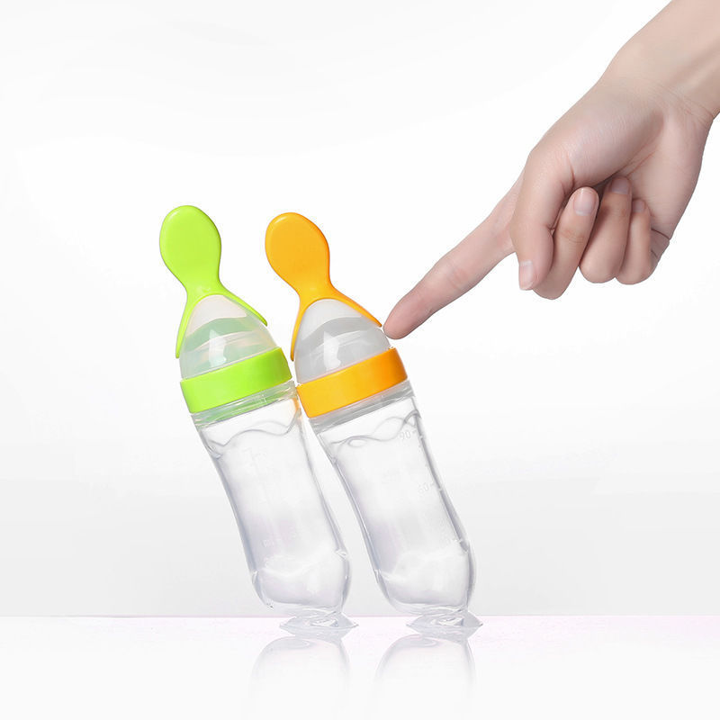 Baby Silicone Rice Paste Feeding Spoon Bottle