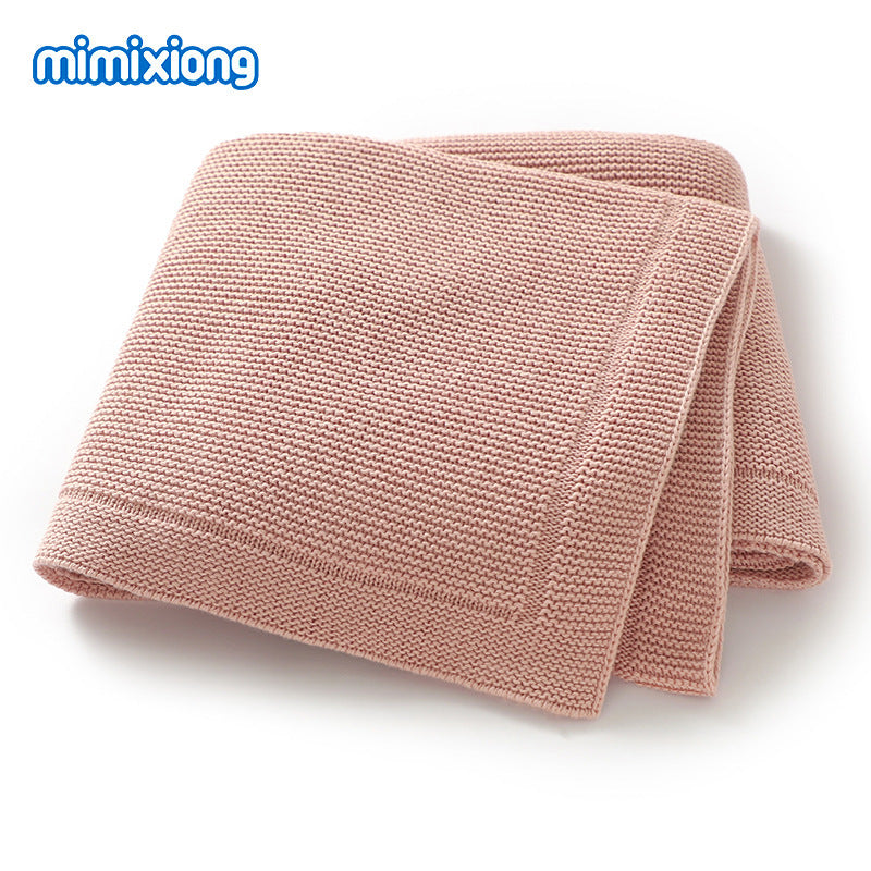 Solid-color Knitted Baby Swaddle Blanket For Strollers