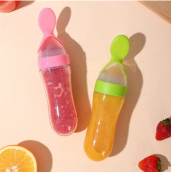 Baby Silicone Rice Paste Feeding Spoon Bottle