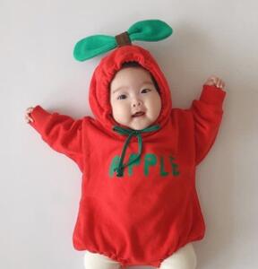 Velvet Thickened Hooded Baby Bag Fart Clothes Baby Fruit Romper Jumpsuit