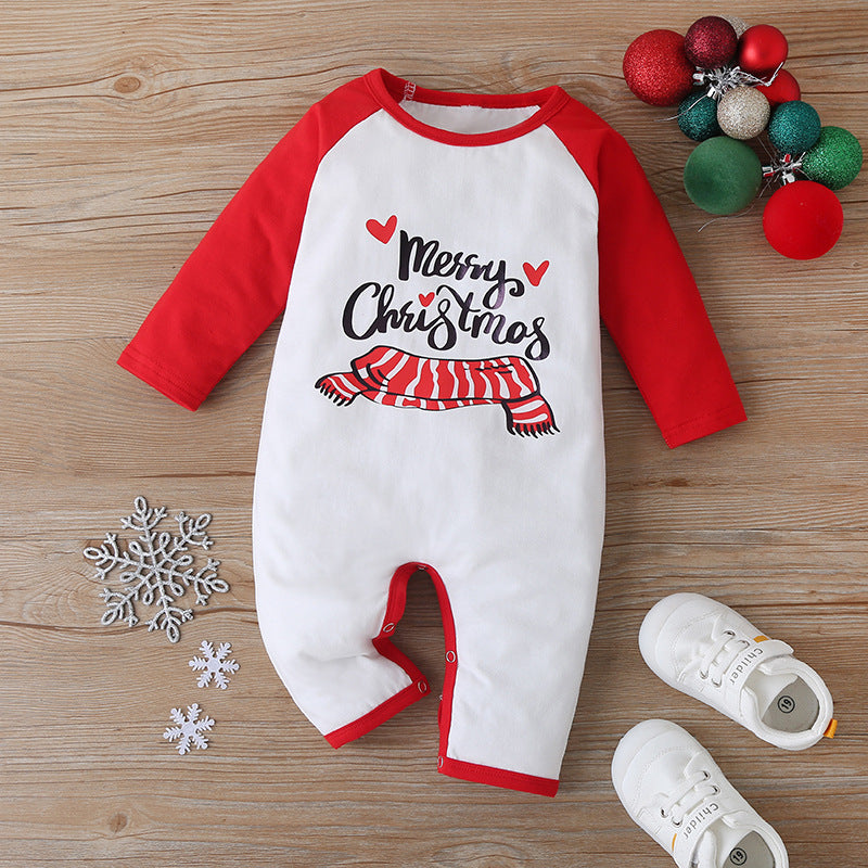 Baby Cotton Santa Patchwork Plaid Bodysuit