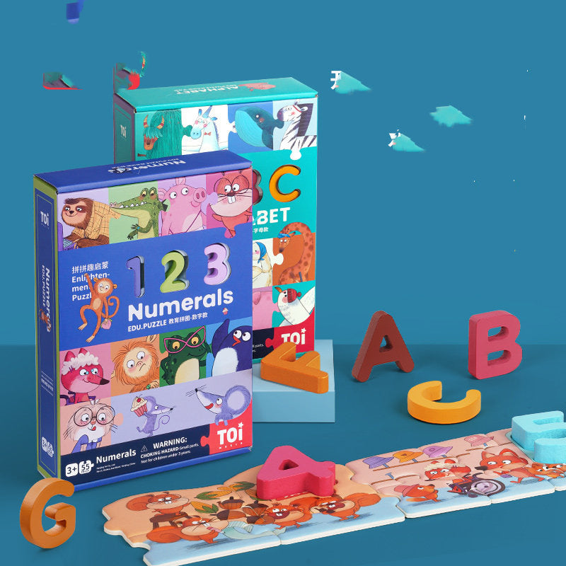 Wooden Numbers And Letters Educational Puzzle For Kids