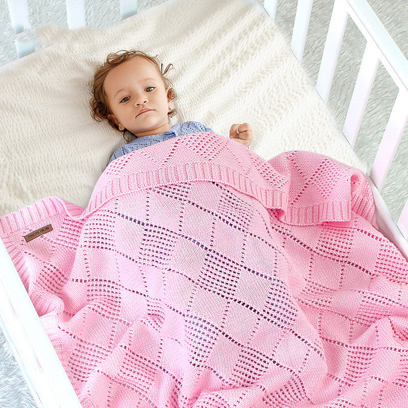 Hot Sale Baby Solid Color Knitted Blanket