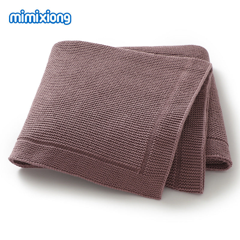Solid-color Knitted Baby Swaddle Blanket For Strollers
