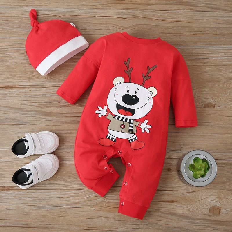 Baby Cotton Santa Patchwork Plaid Bodysuit