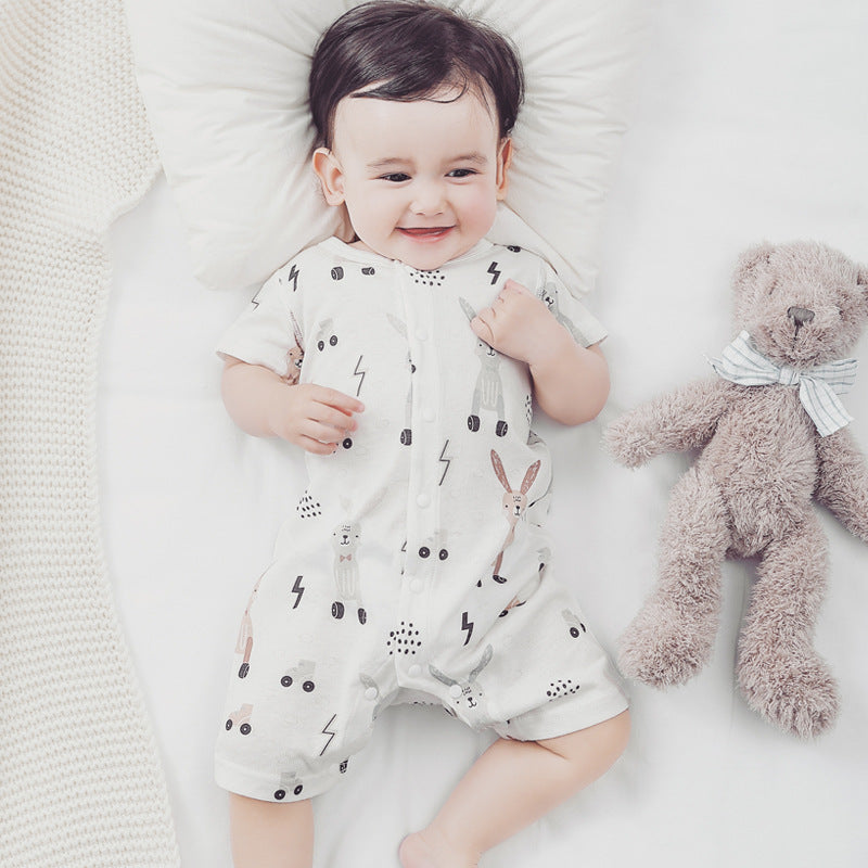 Bamboo Fiber Baby Clothes Summer Short Sleeve
