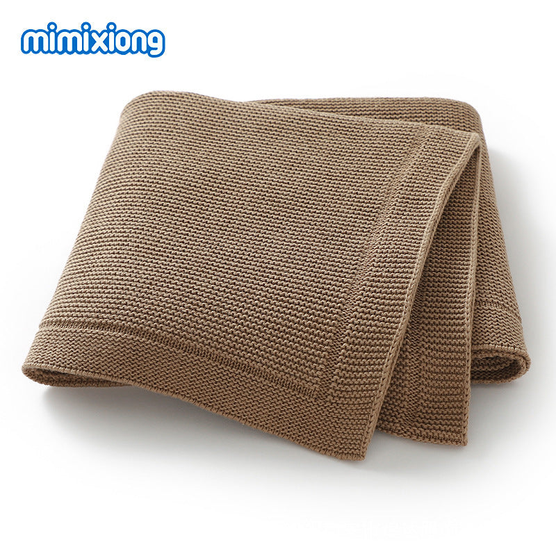 Solid-color Knitted Baby Swaddle Blanket For Strollers