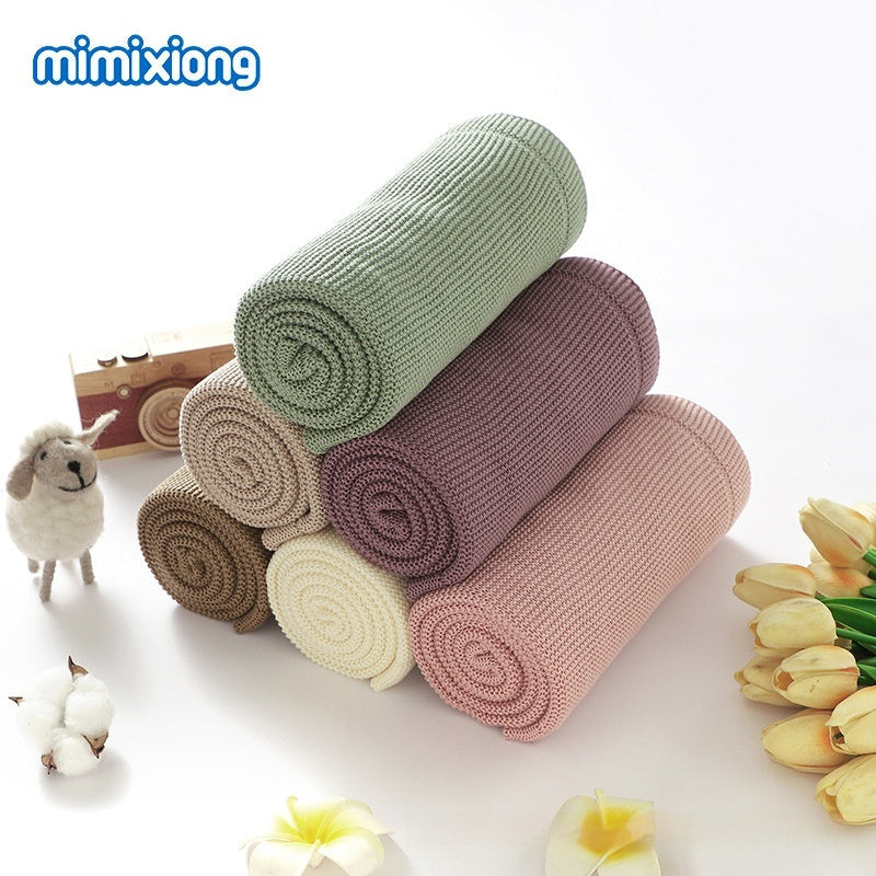 Solid-color Knitted Baby Swaddle Blanket For Strollers