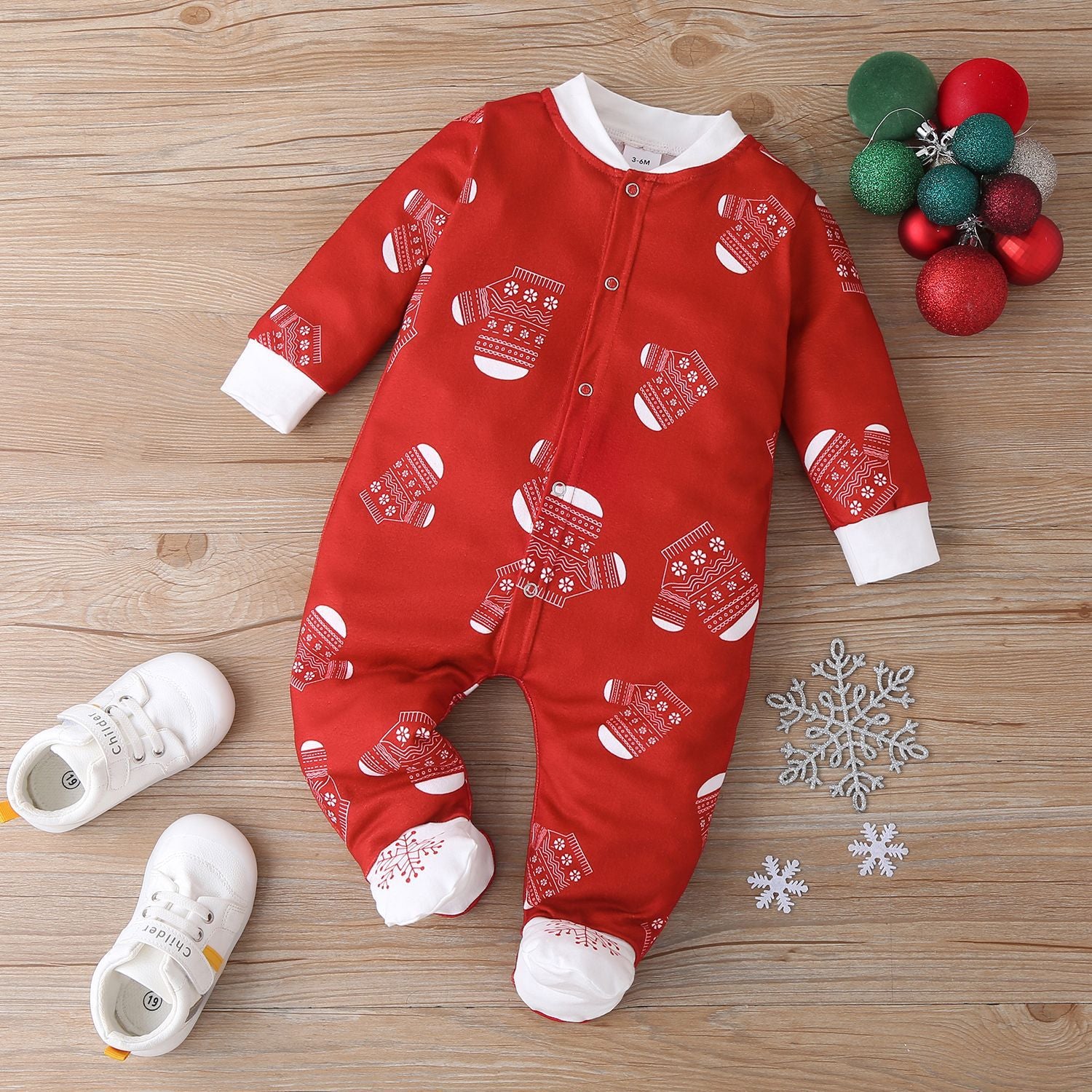 Baby Cotton Santa Patchwork Plaid Bodysuit