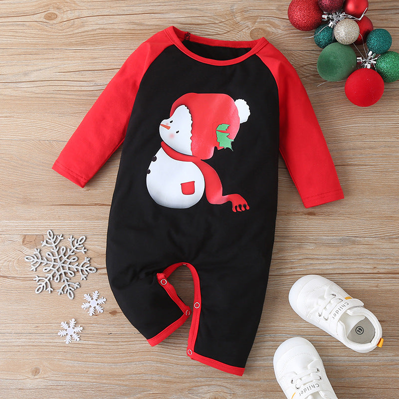 Baby Cotton Santa Patchwork Plaid Bodysuit