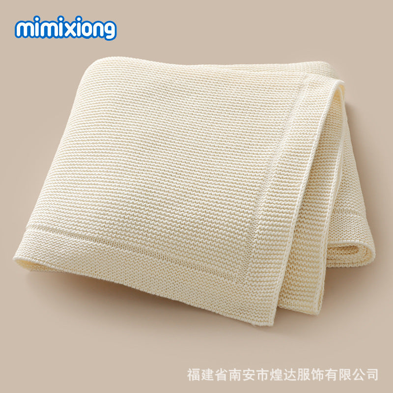 Solid-color Knitted Baby Swaddle Blanket For Strollers